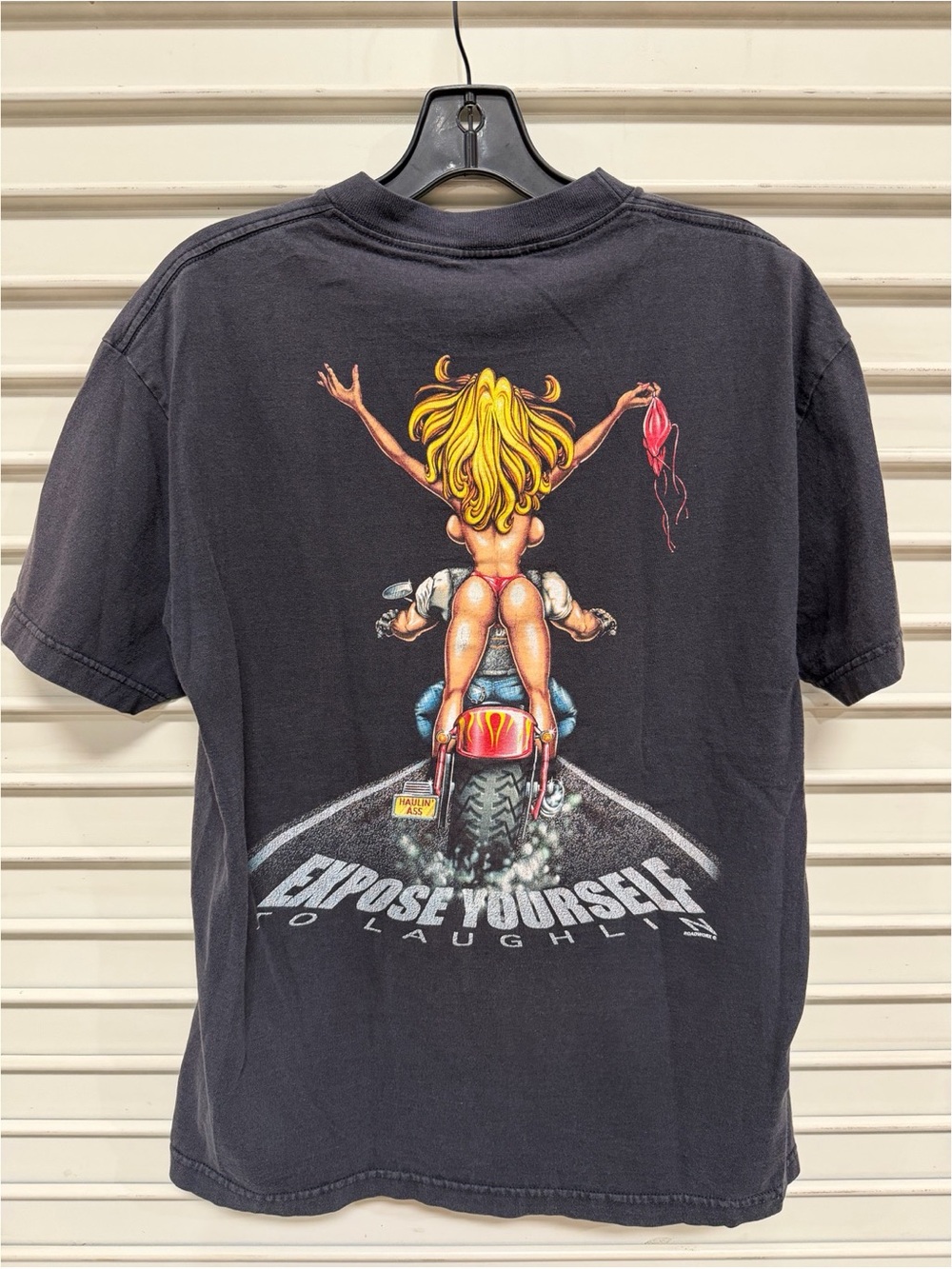 2000’s Blonde Biker ‘Expose yourself to Laughlin’ Colorado Belle t-shirt